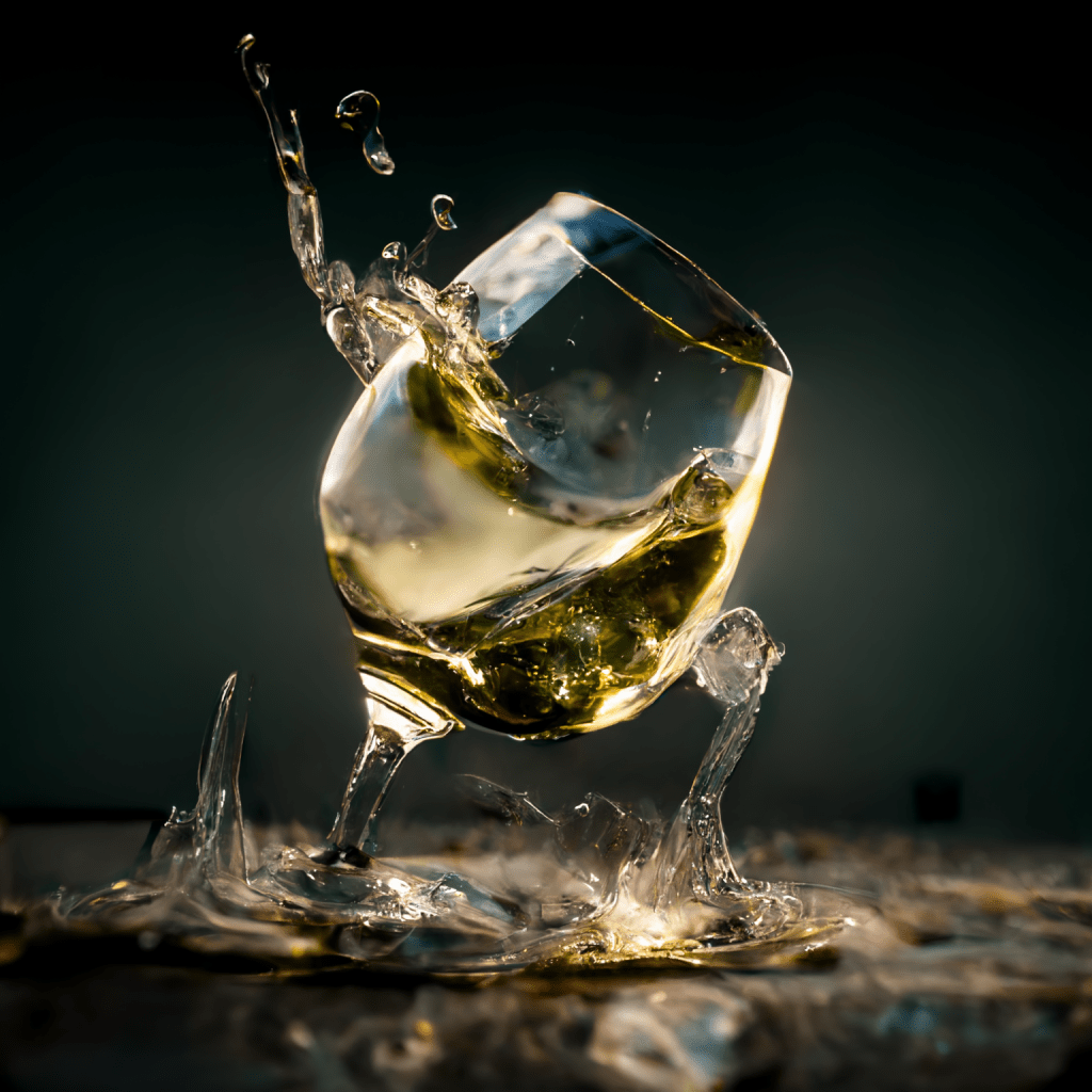 tilted white wine